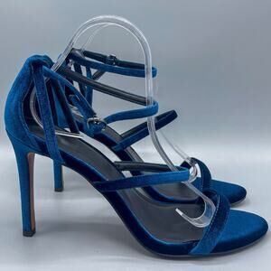 Banana Republic Strappy Heels Size 10 Blue Velvet Stiletto‎ Night Out Glam Party